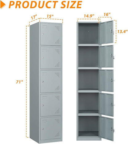 71" Metal Storage Locker With 5 Doors - Image 3