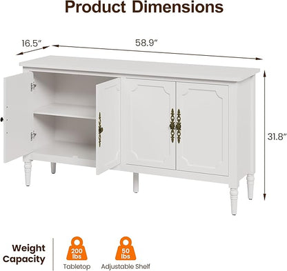 RoyalCraft Buffet Cabinet with Storage, Mid Century Modern Painted Credenza - Image 2