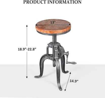 Topower Antique Industrial DIY Crank Stool Cast Iron Three-Legged Chair Bar - Image 2