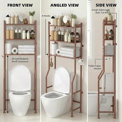 GloTika 3-Tier Over Toilet Storage - 150lb Total Capacity Metal Bathroom - Image 8