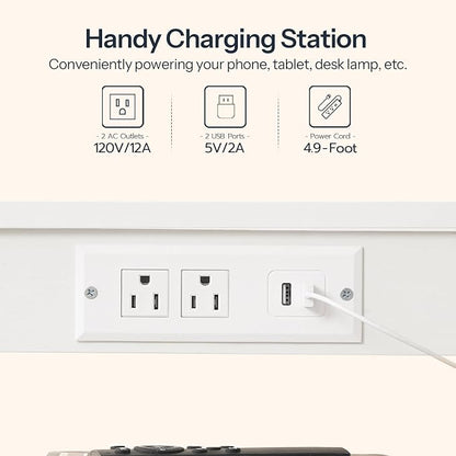 HOOBRO Side Table with Charging Station and USB Port, Small End Table - Image 4