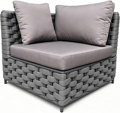 TWT Dark Gray Left Arm Outdoor Sofa, Modular Patio Chair by TWT