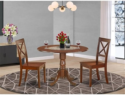 East West Furniture DLBO3-MAH-W 3 Piece Modern Dining Table Set Contains a - Image 2