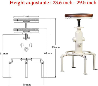 Topower Aged Antique Vintage Industrial Barstool Solid Wood Water Pipe Fire - Image 3