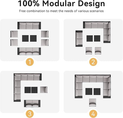 Aoxun Patio Furniture Set, Widen Armrests Wicker Outdoor Sectional - Image 8