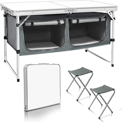 CampLand Outdoor Folding Table Aluminum Lightweight Height Adjustable by CampLand