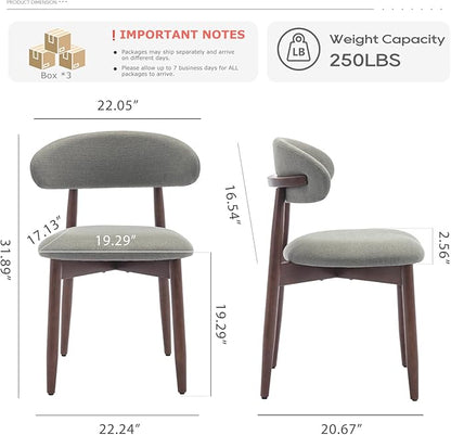 COLAMY Wooden Dining Room Chairs Set of 6, Modern Upholstered Fabric Dining - Image 2