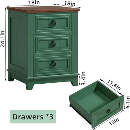 Joaxswe Farmhouse Night Stand, Sofa Bed Side Table Chest of Drawers, Wood - Image 2