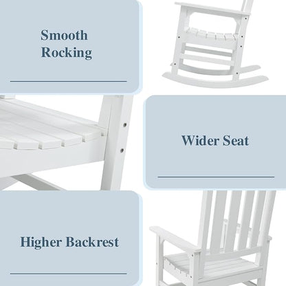 Psilvam Oversized Outdoor Rocking Chair Set of 2, HDPE Porch Rocker - Image 4