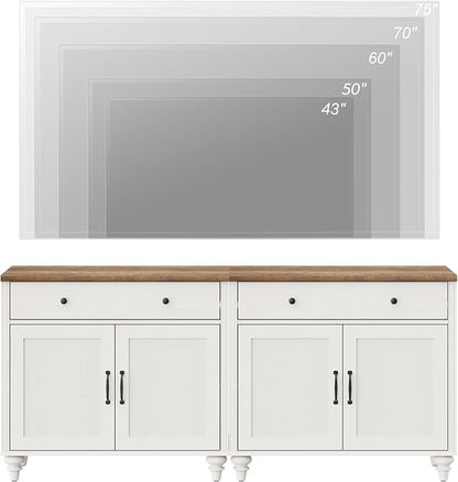 WAMAPT Buffet Cabinet with 4 Doors and 2 Drawers, Large Coffee Bar Table Wood - Image 8