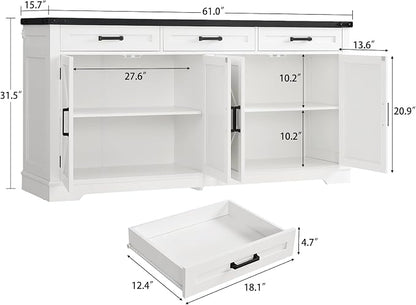 usikey 61” Large Sideboard Buffet Cabinet - Image 2