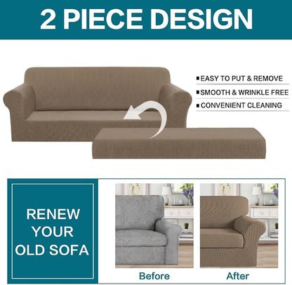 Turquoize Stretch Sofa Slipcover 2 Pieces Sofa Cover Couch Cover - Image 3