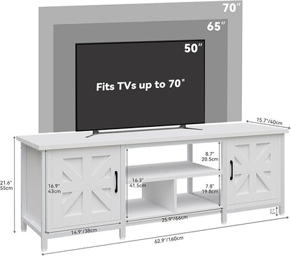 YITAHOME TV Stand with LED Lights & Charging Station, Farmhouse Entertainment - Image 2