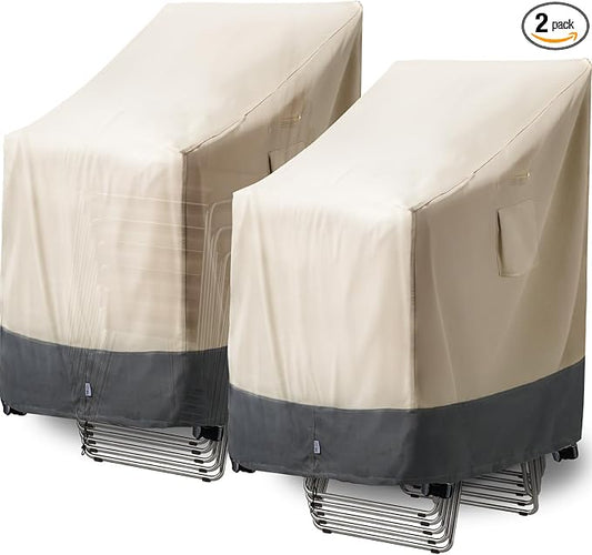 Extra Heavy Duty Stackable Patio Chair Covers Waterproof 2 Pack, Patio by Kikcoin