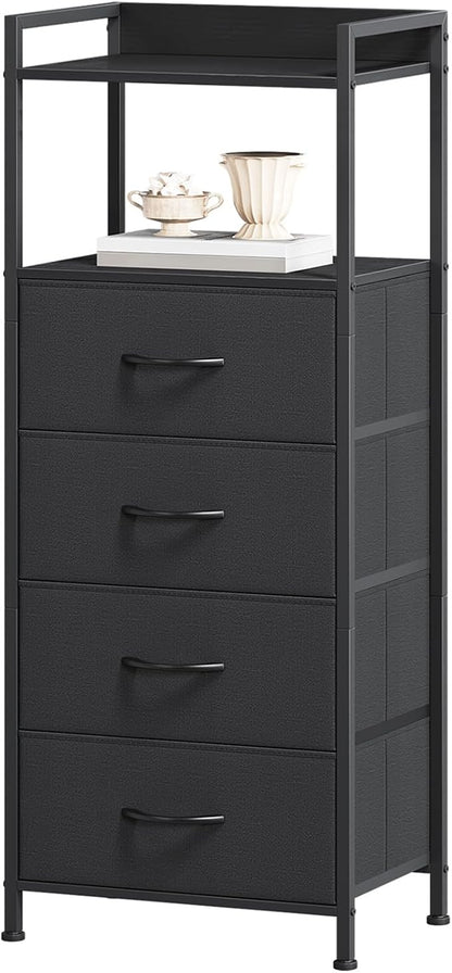 Somdot Nightstand with 4 Drawers, Vertical Storage Tower Fabric Dresser by Somdot