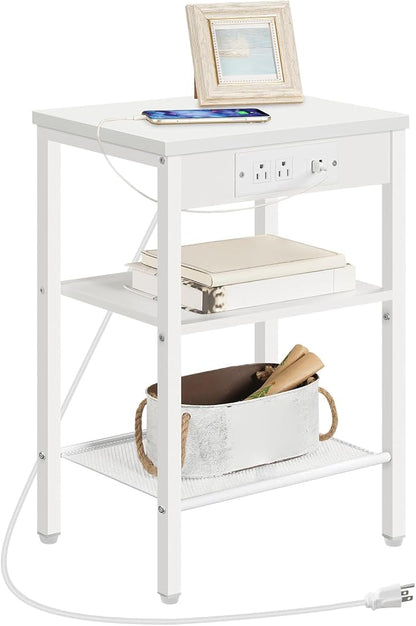 HOOBRO Side Table with Charging Station and USB Port, Small End Table - Image 8