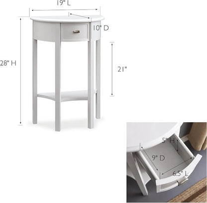 Leick Home 9030-WT Assembled One Drawer Demilune Hall Console - Image 3