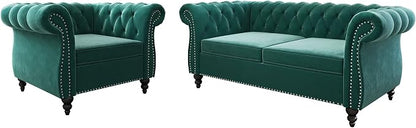QHITTY 2 Piece Living Room Set, Sectional Chesterfield Sofa Chair Contemporary by QHITTYFurnitureLife
