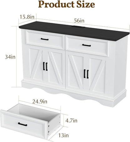 56" Modern Farmhouse Sideboard Buffet Cabinet - Image 2