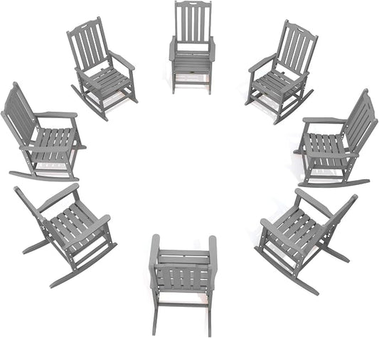 THOEOE Oversized Rocking Chair Set of 8, Outdoor Rocking Chair by THOEOE