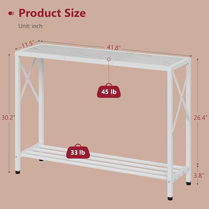 Tajsoon Console Table 41.8”, 2-Tier Entryway Table Narrow Sofa Table - Image 3