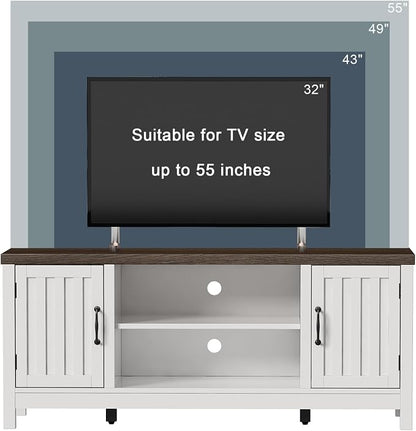 ChooChoo Farmhouse TV Stand, Wood Fluted Door Entertainment Center - Image 4