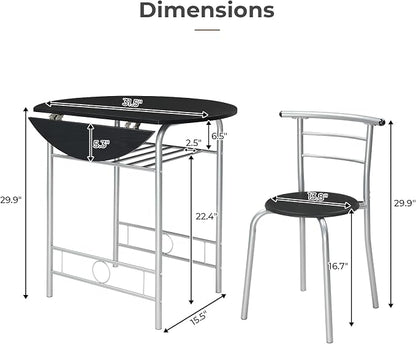 VINGLI 31.5" Drop Leaf Dining Table Set - Image 7