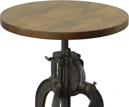 Carolina Chair & Table Adjustable Hand Crank 18" Wooden Top Rustic Side Table - Image 5