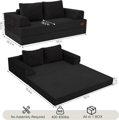 COMAX Futon Sofa Bed, Convertible Folding Sofa Bed, Boneless Couch Loveseat - Image 2
