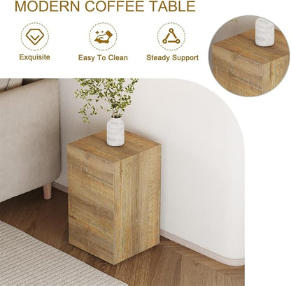 Coffee Table Set for 3, Living Room Table Set, Wood Coffee Table and Side Table - Image 7