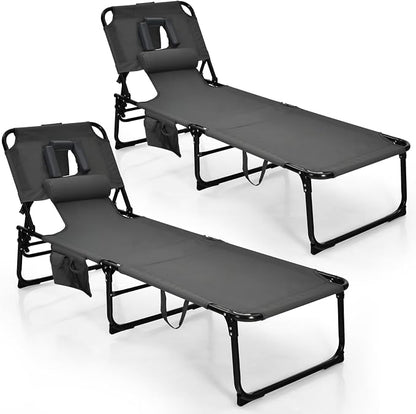 Goplus Tanning Chair, Folding Adjustable Patio Lounge Chair by Goplus