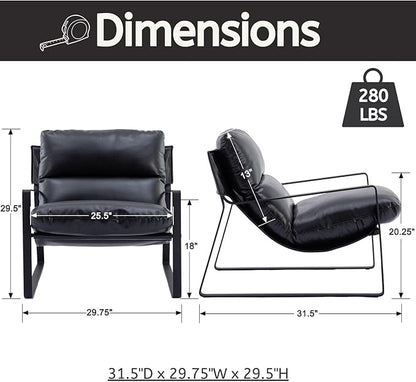 LukeAlon Modern PU Leather Accent Armchairs Set of 2, Upholstered Living Room - Image 2