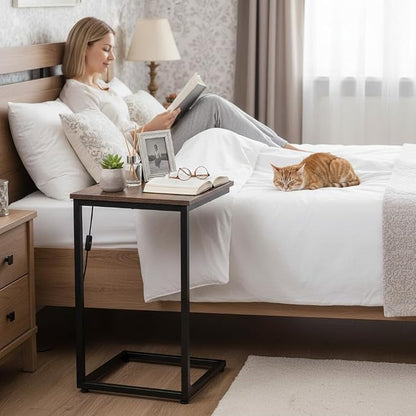 AMHANCIBLE C Shaped End Tables, Couch Side Tables that Slide Under, TV Trays - Image 2