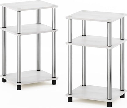 Furinno JUST Side Table Set of 2, 3-Tier Modern End Tables, Open Shelves Night - Image 7