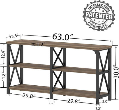 LVB Wood Console Table, Long Metal Entryway Table Behind Couch, Large Narrow 3 - Image 2
