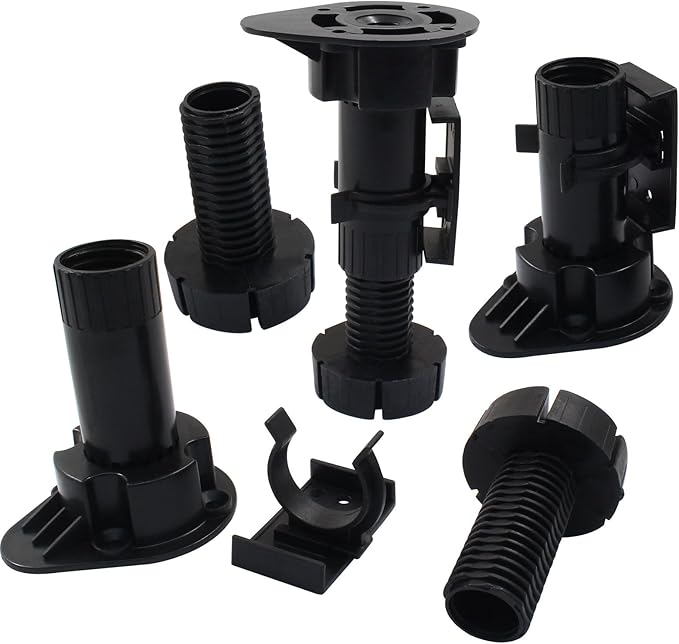 Jiozermi 4 Pack Black Plastic Cabinet Legs, Adjustable Furniture Feet - Image 3