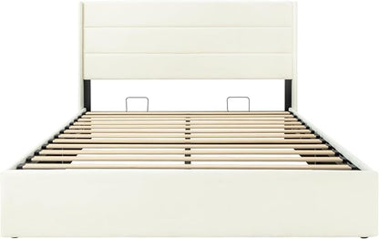 Allewie Full Size Lift Up Storage Bed, Chenille Fabric Upholstered, Modern - Image 9