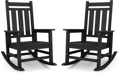 KINGYES Oversized Outdoor Rocking Chair Set of 2, All-Weather Patio Rocking by KINGYES