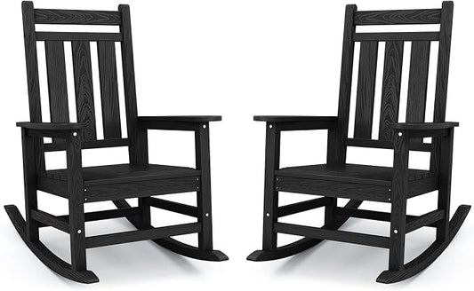 KINGYES Oversized Outdoor Rocking Chair Set of 2, All-Weather Patio Rocking by KINGYES