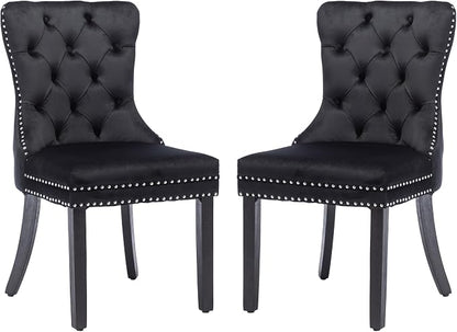 KCC Velvet Dining Chairs Set of 2, Upholstered High-end Tufted Dining Room Chair by KCC