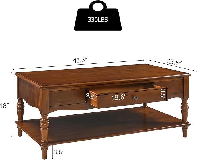 Mid-Century Modern Living Room Coffee Table Set, 2-Piece Solid Wood Living Room - Image 2