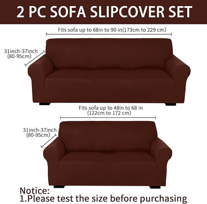 Peryiter 2 Pcs Sofa Covers Couch and Loveseat Covers Set Stretch Sofa Slipcover - Image 2