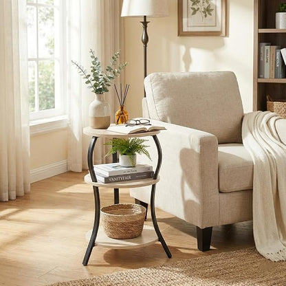 Vintage Small Round Side Table, 3-Tier Slim Waist Circular End Table - Image 2