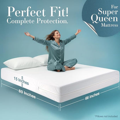 Utopia Bedding Mattress Protector Zippered Super Queen Size, 100% Waterproof - Image 2