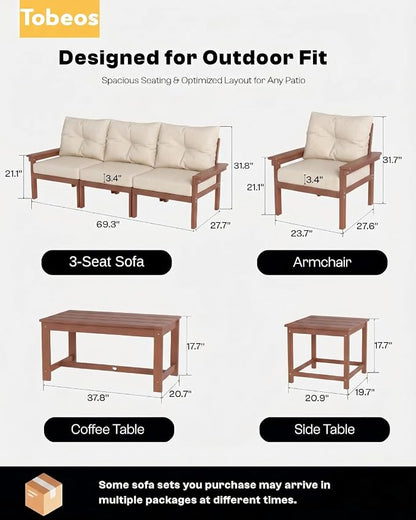 HDPE 7 Piece Patio Furniture Set, All-Weather Outdoor Couch Set - Image 2