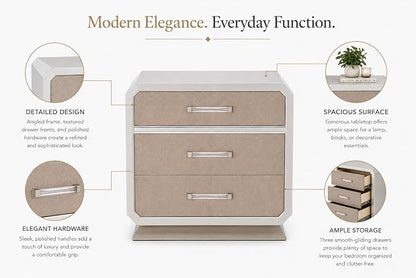 First of a Kind Nightstand Modern Glam Wood Bedside Table Dior Collection Two - Image 4