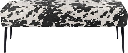DUHOME Velvet Bench Ottoman, Upholstered Bedroom Benches Cow Print End of Bed - Image 6