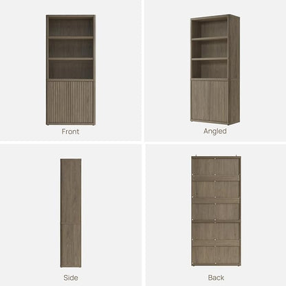SICOTAS Book Shelf with Doors 71" Tall 6 Tier Bookshelf with Adjustable Shelves - Image 9