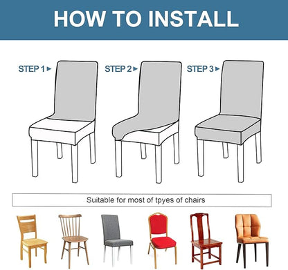 Genina Waterproof Chair Covers for Dining Room, Stretch Jacquard Dining Chair - Image 5