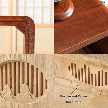 Vintage End Table, Japanese Style Tatami Coffee Tables Mortise and Tenon - Image 4